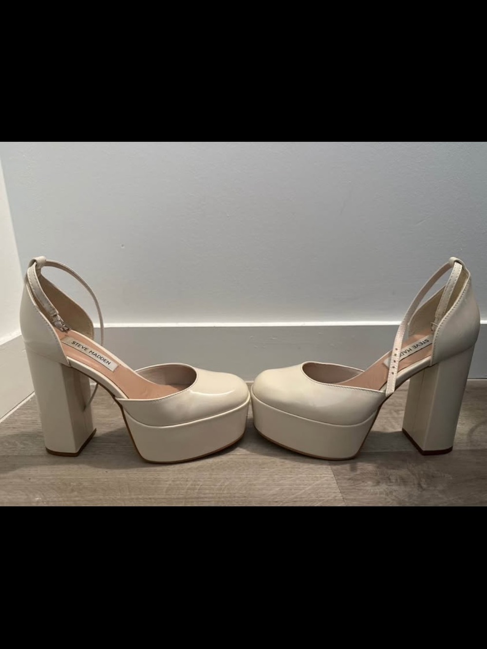 Steve Madden Cream Platform Block Heel Mary Jane Pumps - Picture 7 of 7